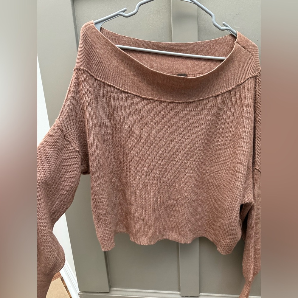 Free People Off-Shoulder Beige Sweater - Picture 5 of 11